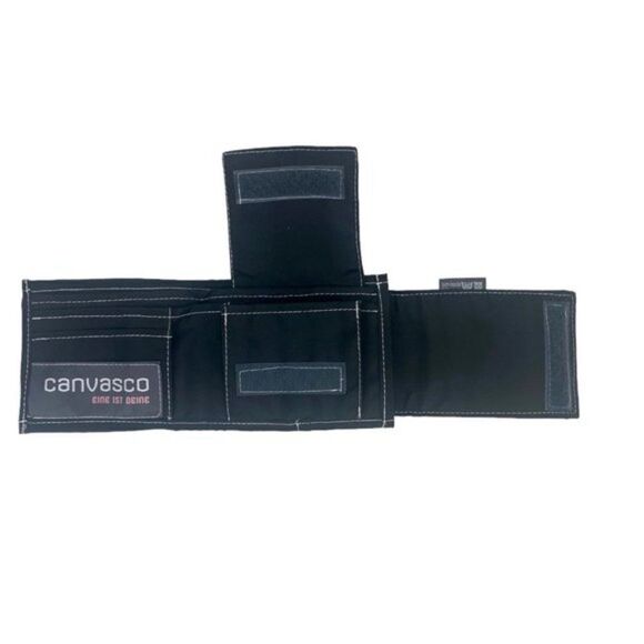 Canvasco cash Men's Black Yellow Striped Trifold Recycled Sail Wallet OS - Picture 5 of 11